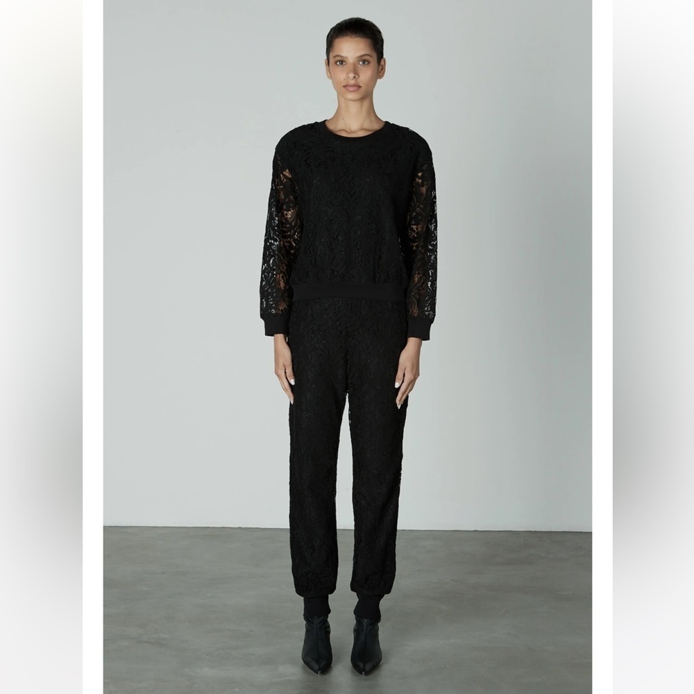 Anthropologie Enza Costa Floral Lace Crewneck Sweatshirt